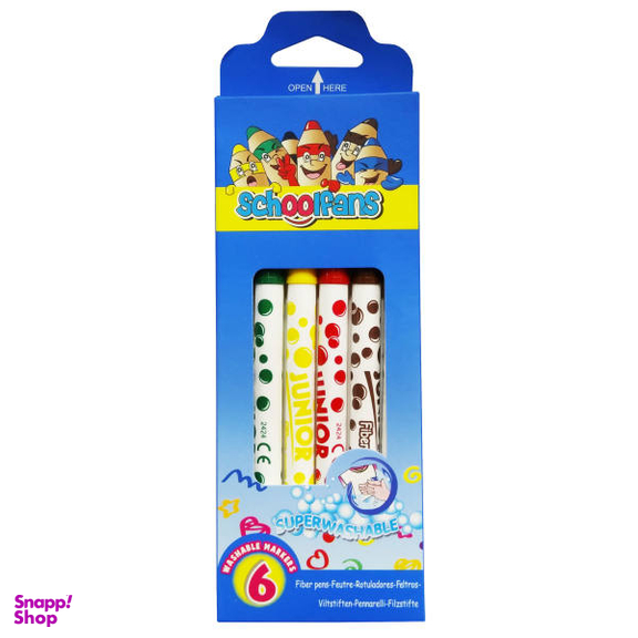 ماژیک رنگ آمیزی 6 رنگ اسکول فنس مدل WASHABLE کد 006
