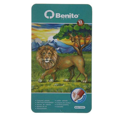 مداد رنگی مدل 12 رنگ بنیتو مدل Lion