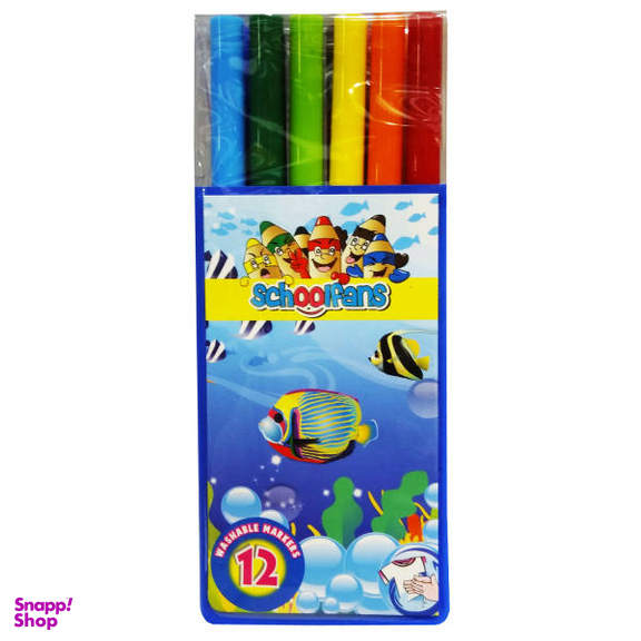 ماژیک رنگ آمیزی 12 رنگ اسکول فنس مدل WASHABLE