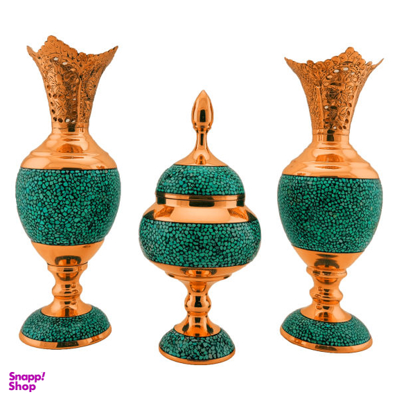 ست سه تکه گلدان و شکلات خوری فیروزه کوبی حامد کریمی مدل HF142