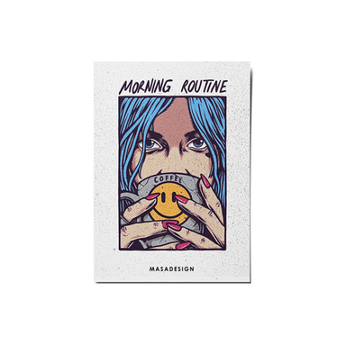 کارت پستال ماسا دیزاین طرح دختر و قهوه کد POST30