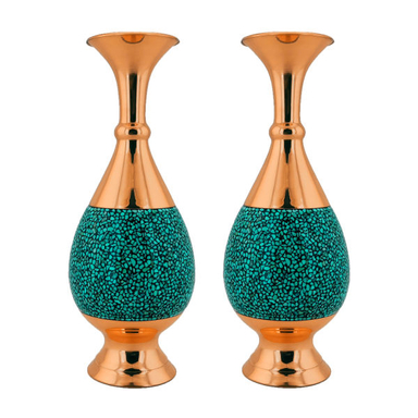 گلدان فیروزه کوبی حامد کریمی طرح صراحی کد hf193 مدل 25 بسته دو عددی