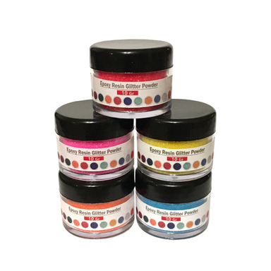 پودر رنگ رزین اپوکسی مدل GLITTER حجم 10 میلی لیتر بسته 5 عددی