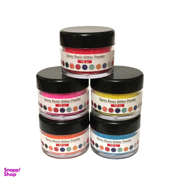 پودر رنگ رزین اپوکسی مدل GLITTER حجم 10 میلی لیتر بسته 5 عددی