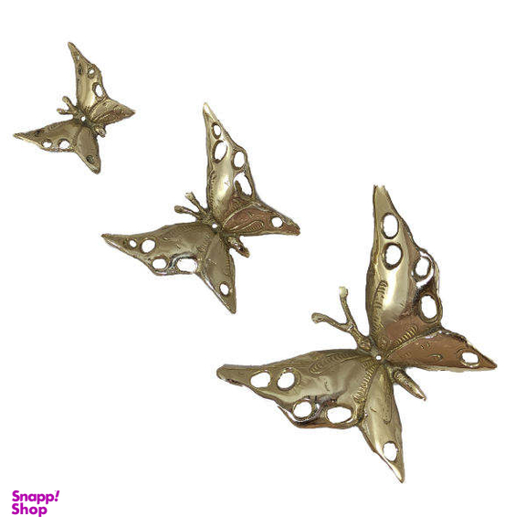 دکوری برنجی مدل پروانه دیوارکوب مجموعه سه عددی