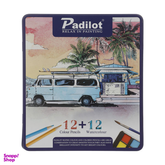 مداد رنگی 12 رنگ +12 رنگ آبرنگ پادیلوت طرح ماشین مدل A-710212-2