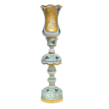 شمعدان شیشه ای طرح یاعلی بن ابیطالب مدل لاله عباسی