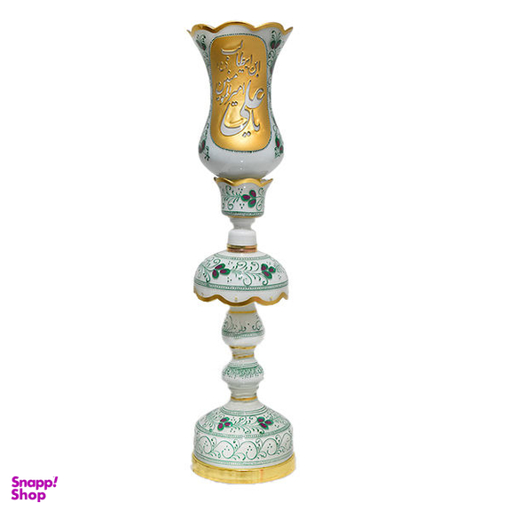 شمعدان شیشه ای طرح یاعلی بن ابیطالب مدل لاله عباسی