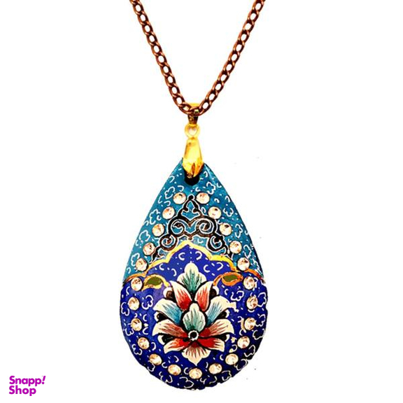 گردنبند میناکاری دست ساز گالری آسمانی طرح اشک فیروزه مدل ASHK-2