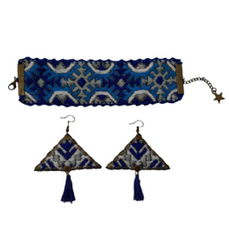 ست دستبند و گوشواره سوزن دوزی مدل بلوچ E26