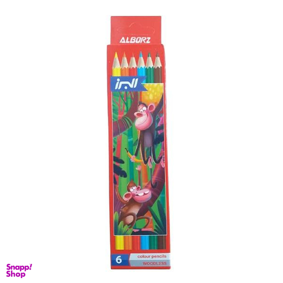 مداد رنگی 6 رنگ البرز (Alborz) مدل میمون