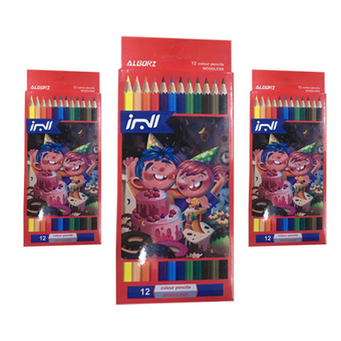 مداد رنگی 12 رنگ البرز مدل Woodless کد G3 بسته 3 عددی