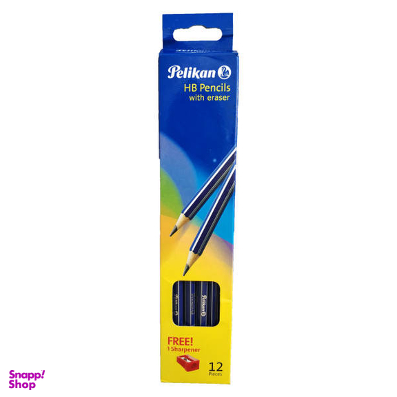 مداد مشکی پلیکان مدل HB with erasers بسته 12 عددی