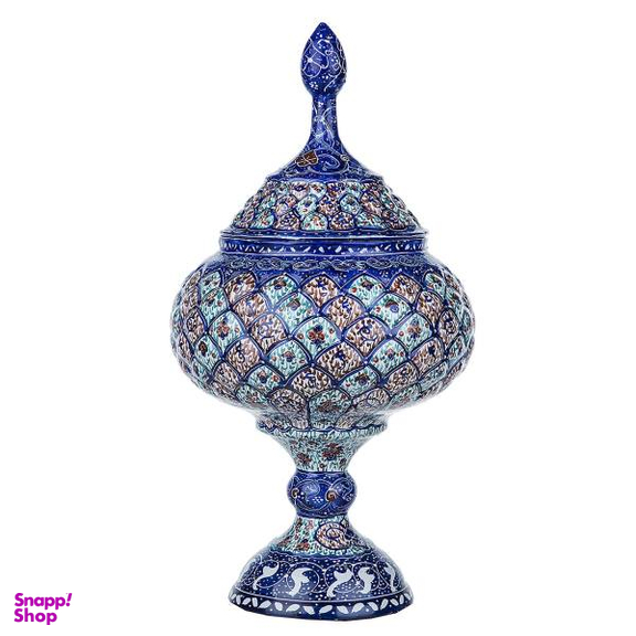 شکلات خوری مسی میناکاری شده اثر سلطانی ارتفاع 28 سانتی‌متر طرح 3