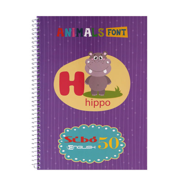 دفتر زبان 50 برگ سیبو طرح hippo کد EN106
