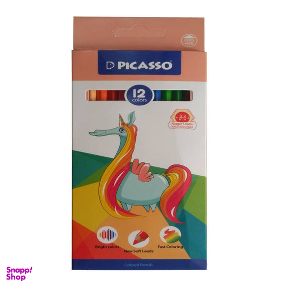 مداد رنگی 12 رنگ پیکاسو طرح اسب شاخدار مدل GOL-12-C