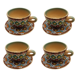 ست 8 تکه فنجان و نعلبکی میناکاری مدل 008