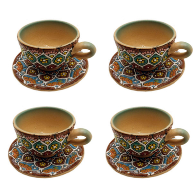ست 8 تکه فنجان و نعلبکی میناکاری مدل 008