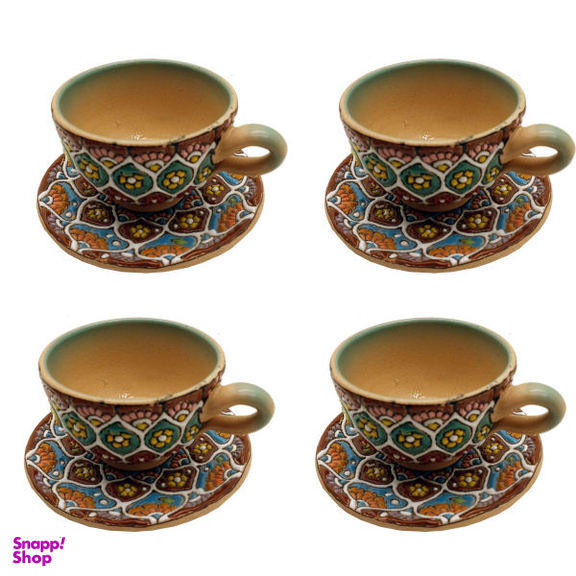 ست 8 تکه فنجان و نعلبکی میناکاری مدل 008