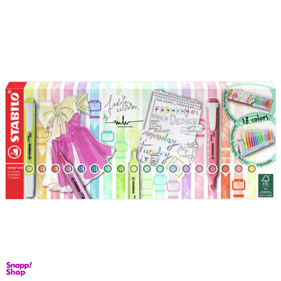 ماژِیک علامتگذار استابیلو مدل swıng cool بسته 18 عددی