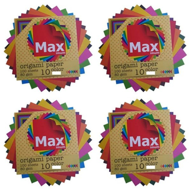 کاغذ اوریگامی مکث مدل رنگین کمان کد K1010 بسته 100 عددی مجموعه 4 عددی