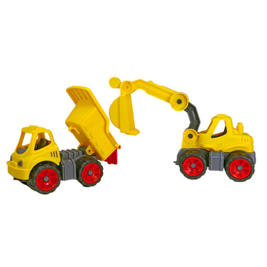 ماشین بازی کیوان تویز مدل بیل مکانیکی و کامیون کوچک کد K1-7 مجموعه 2 عددی