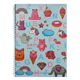 دفتر زبان 60 برگ سم (s.a.m) کد 60923 رنگ چند رنگ