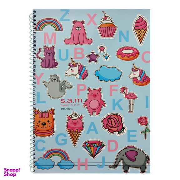 دفتر زبان 60 برگ سم (s.a.m) کد 60923 رنگ چند رنگ