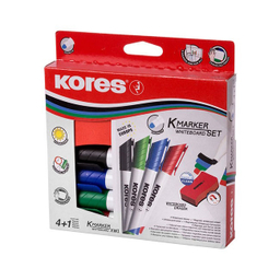 ماژیک وایت برد کورس (Kores) بسته 4 رنگ به همراه تخته پاکن