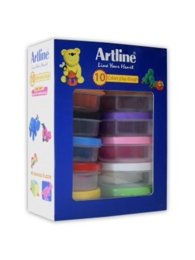خمیر بازی آرت لاین (Art Line) مدل ویژه ظرف گرد 802C10 بسته 10 رنگ حجم 30 گرم