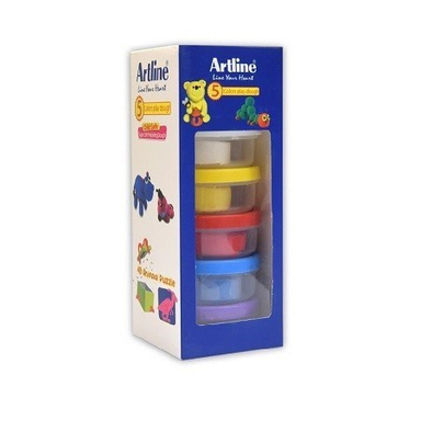 خمیر بازی آرت لاین (Art Line) مدل ویژه ظرف گرد 802C5 بسته 5 رنگ حجم 30 گرم
