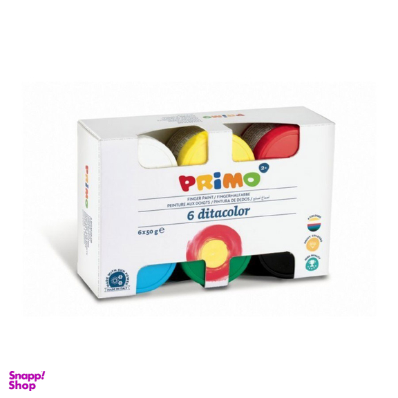 رنگ انگشتی پریمو (Primo) مدل بسته بندی مقوایی 226TD50S بسته 6 رنگ حجم 50 گرم