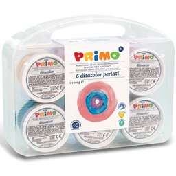 رنگ انگشتی صدفی پریمو (Primo) مدل جعبه پلاستیکی 229TPD100SP بسته 6 رنگ حجم 100گرم