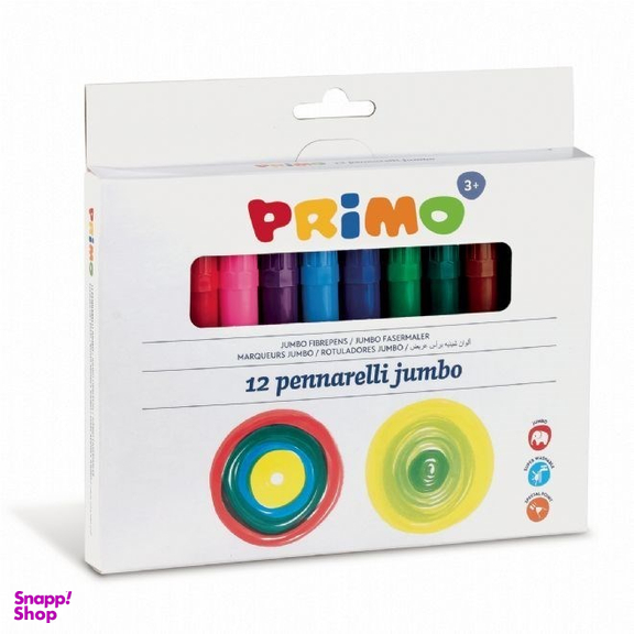 ماژیک نقاشی پریمو (Primo) مدل جامبو جعبه مقوایی 603JUMBO12 بسته 12 رنگ