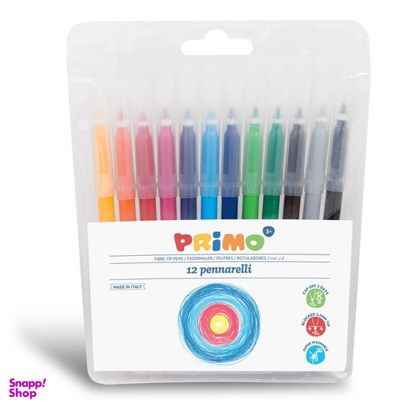 ماژیک نقاشی پریمو (Primo) مدل قابل شستشو ولتی 605PEN12B بسته 12 رنگ