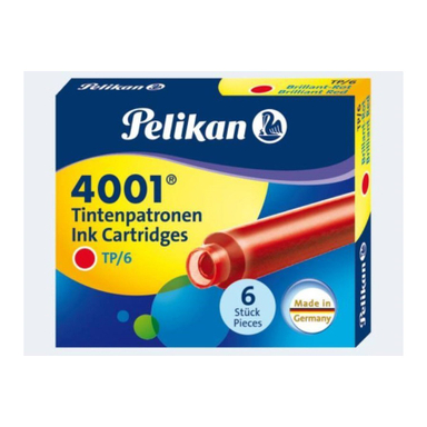 جوهر فشنگی کوتاه پلیکان (Pelikan) رنگ قرمز بسته 6 عددی