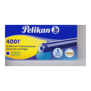 جوهر فشنگی پلیکان (Pelikan) مدل بلند کارتریج 4001 رنگ آبی بسته 5عددی