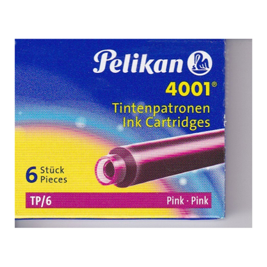 جوهر فشنگی پلیکان (Pelikan) مدل کوتاه کارتریج 4001 رنگ صورتی بسته 6 عددی