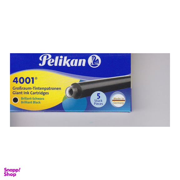 جوهر فشنگی پلیکان (Pelikan) مدل بلند کارتریج 4001 رنگ مشکی بسته 5 عددی