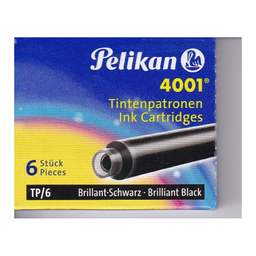 جوهر فشنگی پلیکان (Pelikan) مدل کوتاه کارتریج 4001 رنگ مشکی بسته 6 عددی