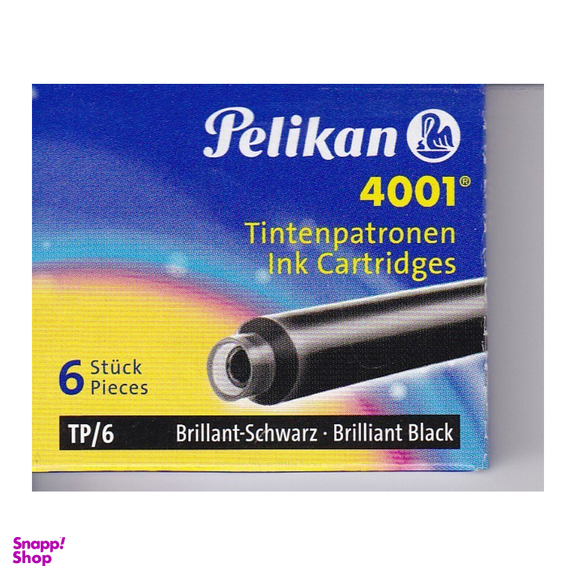 جوهر فشنگی پلیکان (Pelikan) مدل کوتاه کارتریج 4001 رنگ مشکی بسته 6 عددی
