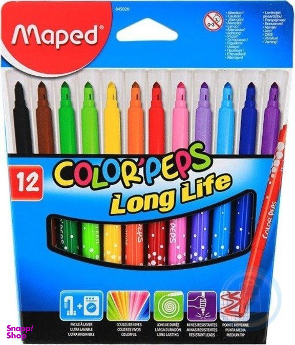 ماژیک 12 رنگ جعبه مقوایی Maped 845020 Long Life