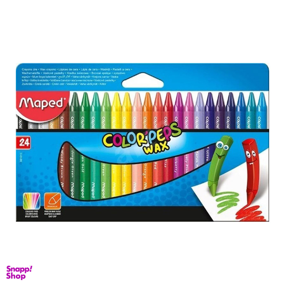 مداد شمعی 24 رنگ جعبه مقوایی مپد COLOR PEPS WAX 861013