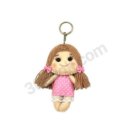 جاسوییچی جوهر مدل عروسک نمدی دختر لباس صورتی با موی قهوه ای