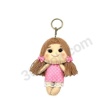 جاسوییچی جوهر مدل عروسک نمدی دختر لباس صورتی با موی قهوه ای