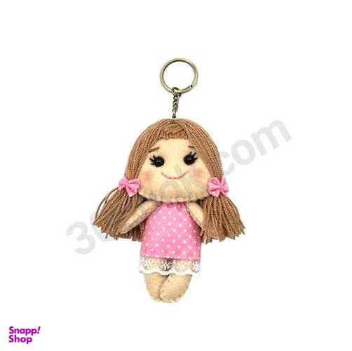 جاسوییچی جوهر مدل عروسک نمدی دختر لباس صورتی با موی قهوه ای