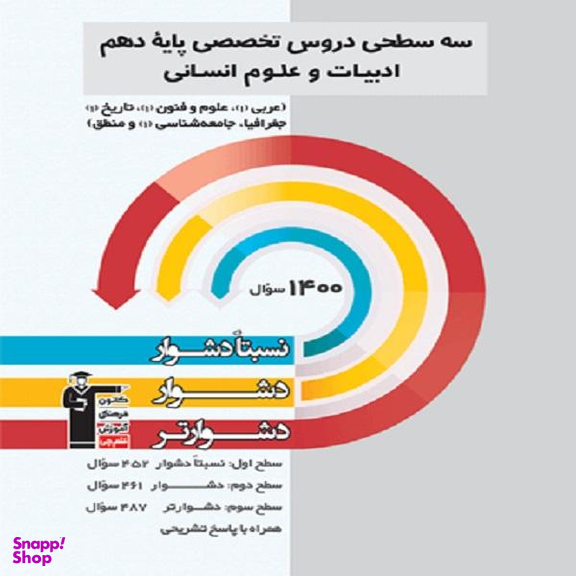 کتاب سه سطحی دروس تخصصی دهم انسانی اثر جمعی از نویسندگان انتشارات کانون فرهنگی آموزش قلم چی