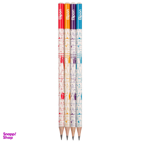 مداد مشکی الیپون (Elipone) مدل فانتزی گرد کد 8101140 بسته 4 عددی