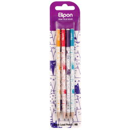 مداد مشکی الیپون (Elipone) مدل فانتزی گرد کد 8101140 بسته 4 عددی