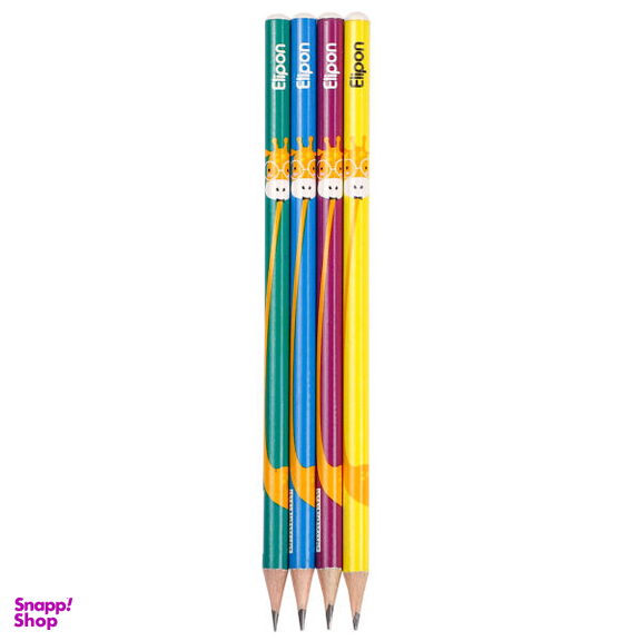مداد مشکی الیپون (Elipone) مدل فانتزی گرد کد 8101240 بسته 4 عددی